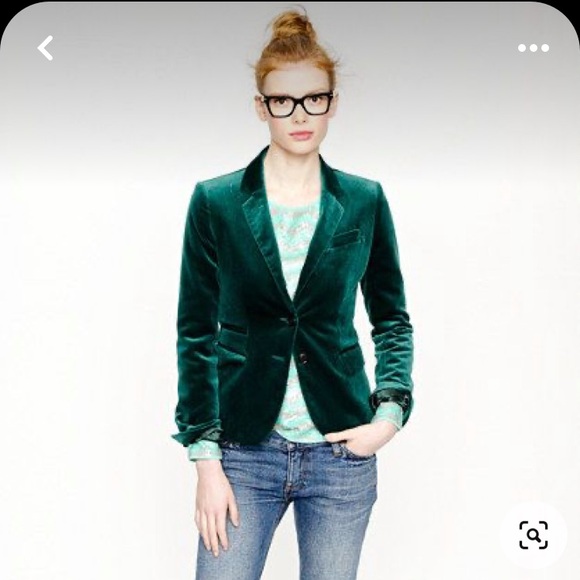 J. Crew Jackets & Blazers - JCrew Green Velvet Schoolboy Blazer (size 8)